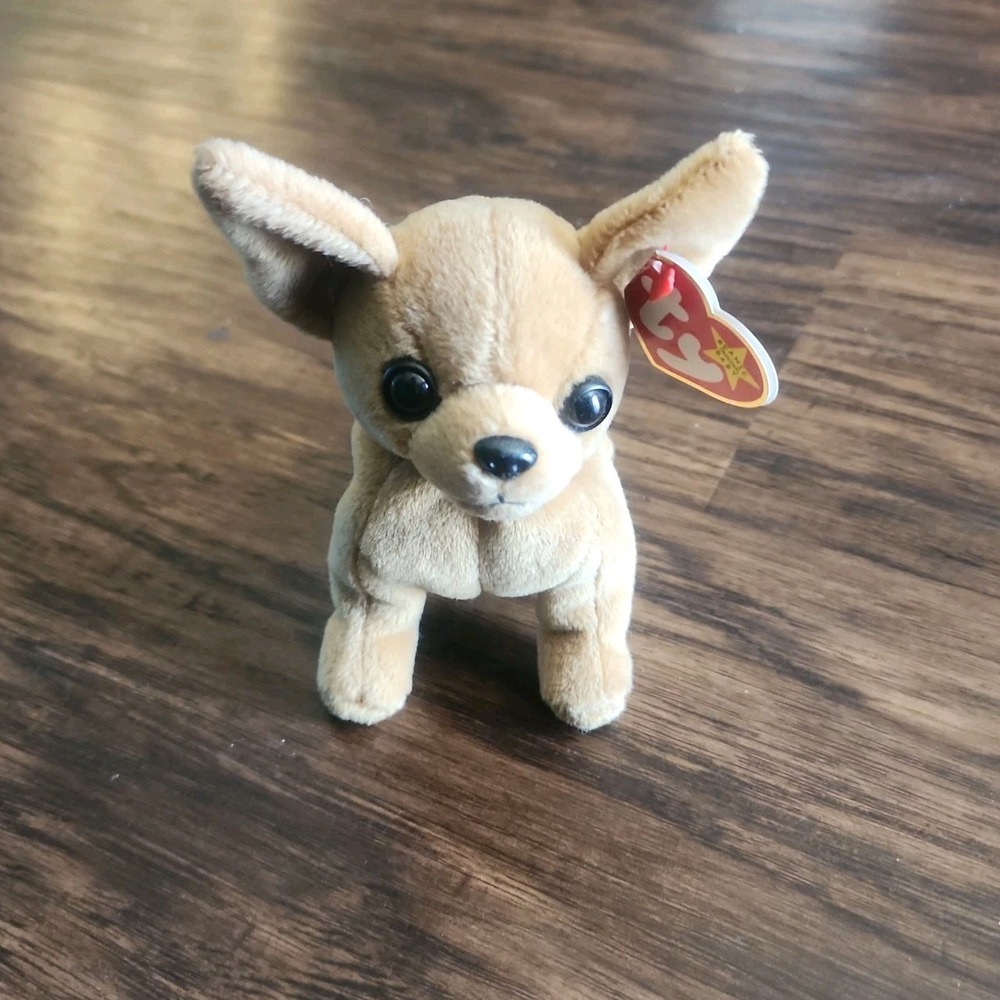Vintage Ty Beanie Baby TINY the Brown Chihuahua Dog Plush 1998